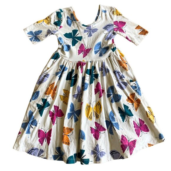 Hanna Andersson Skater Dress with Pockets, Butterflies - Size 6/7 - Picture 1 of 7